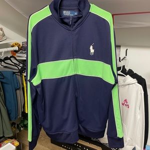 Ralph Lauren Polo Running Jacket Mens XL track jumpsuit navy green seahawks lime
